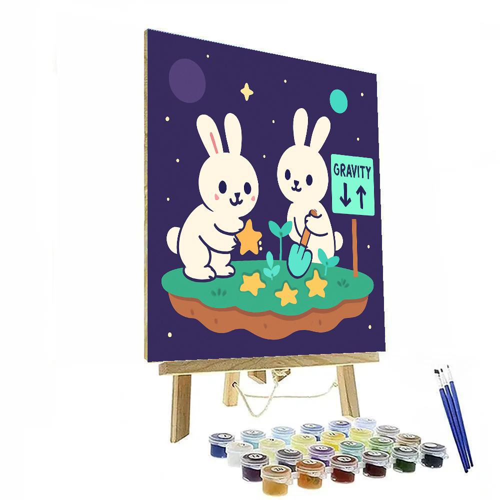 Gravity Garden Moon Rabbits Number painting