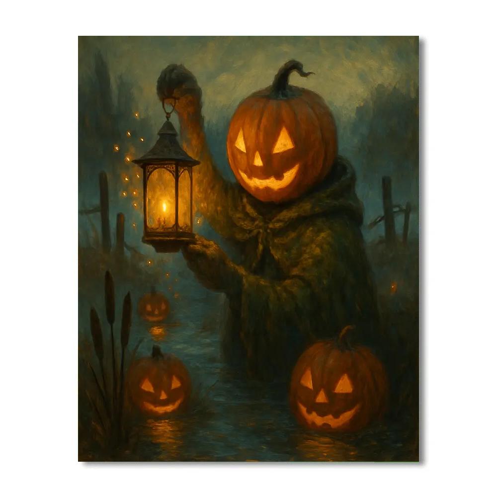 Lantern Keeper Of The Pumpkin Marsh paint by number