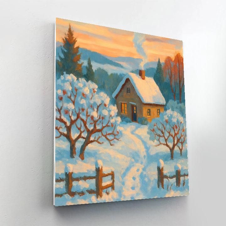 Sunrise Smoke Over The Orchard Cottage Number painting