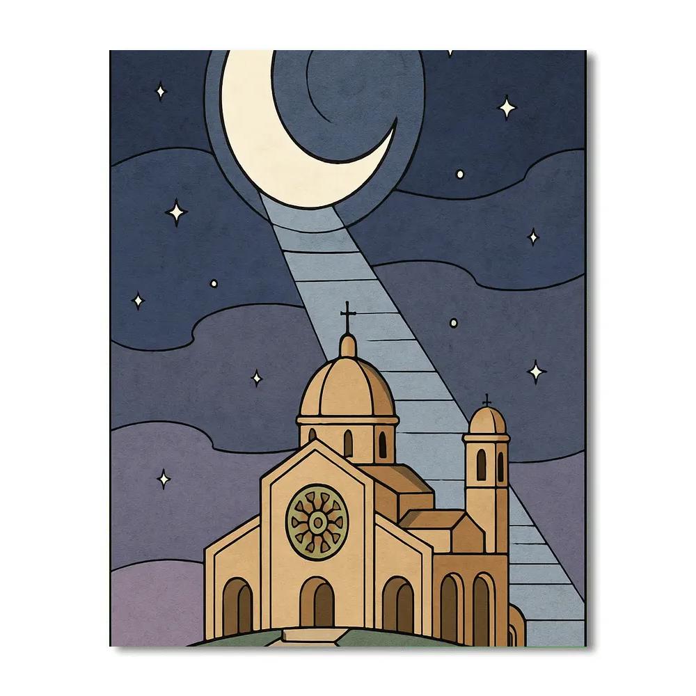 Clockwork Basilica Moon Painting by numbers kit