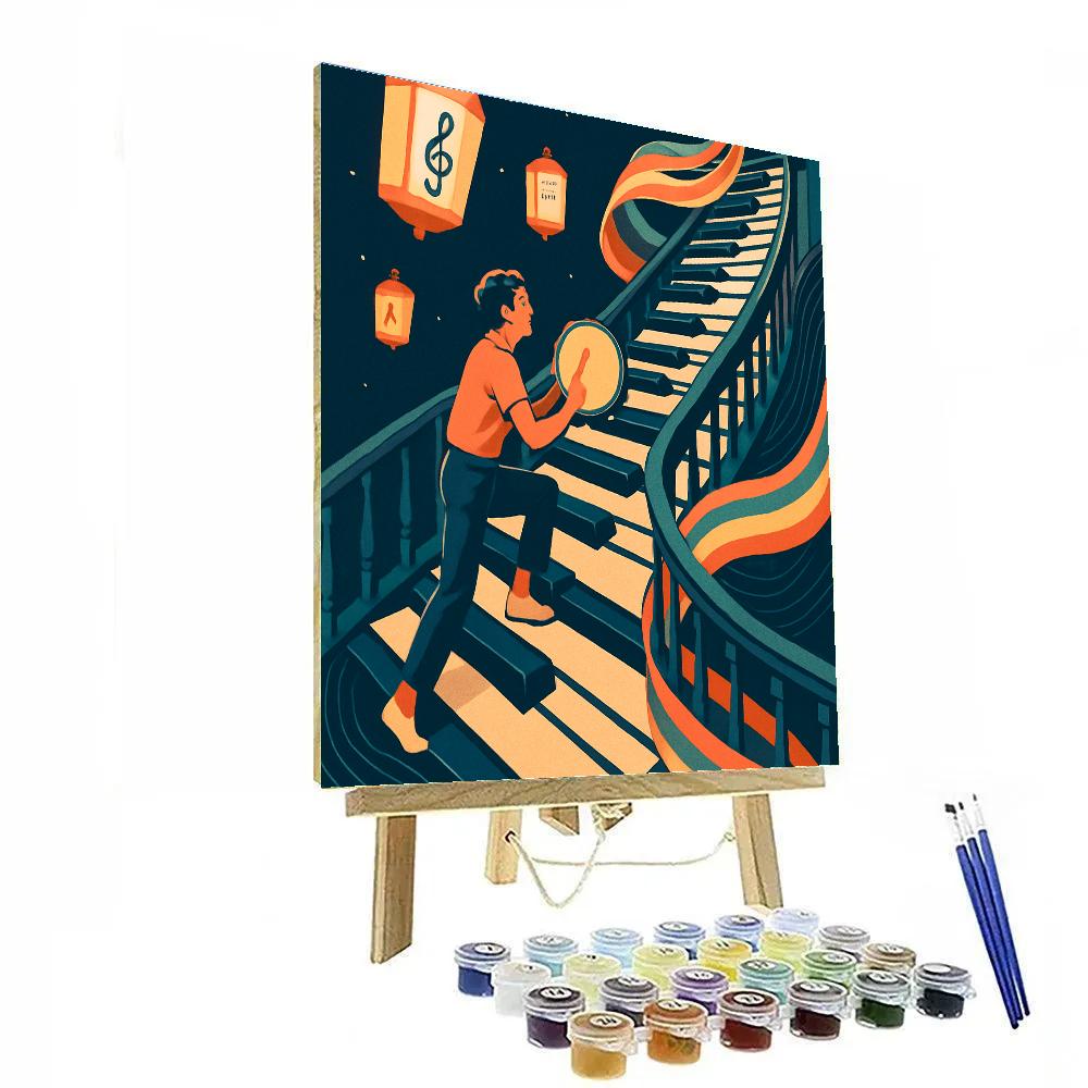 Staircase Of Echoes With Music paint by number