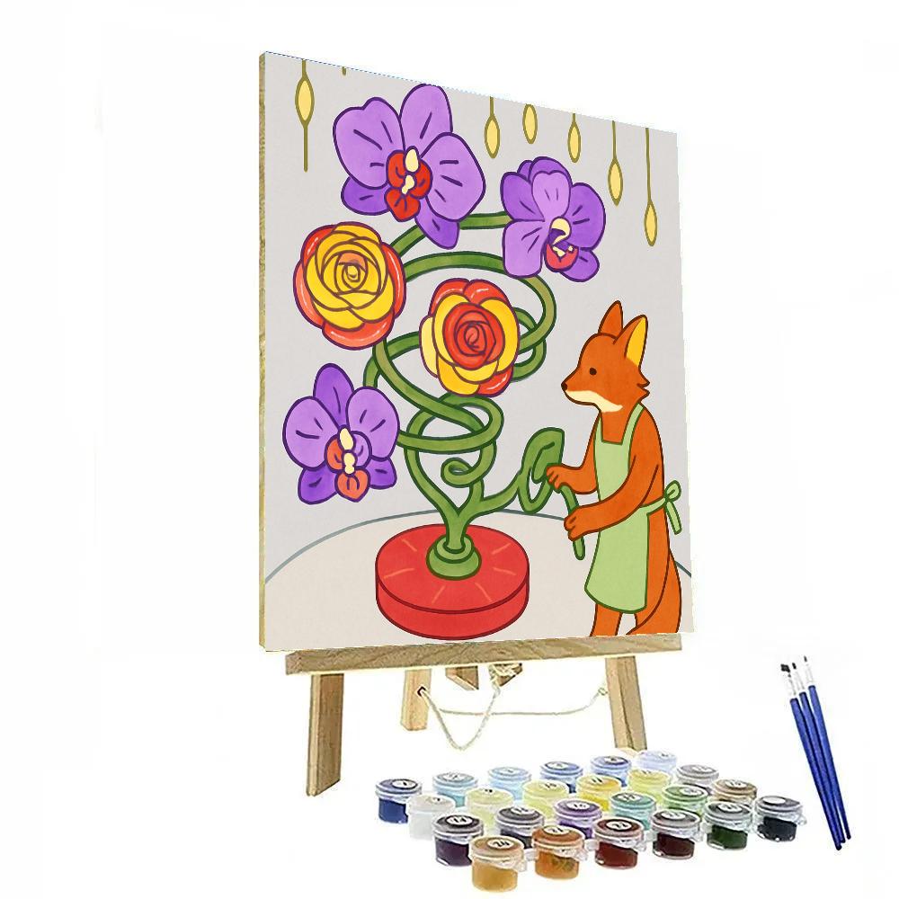 Orchid Carousel With Floating Flowers DIY paint by numbers