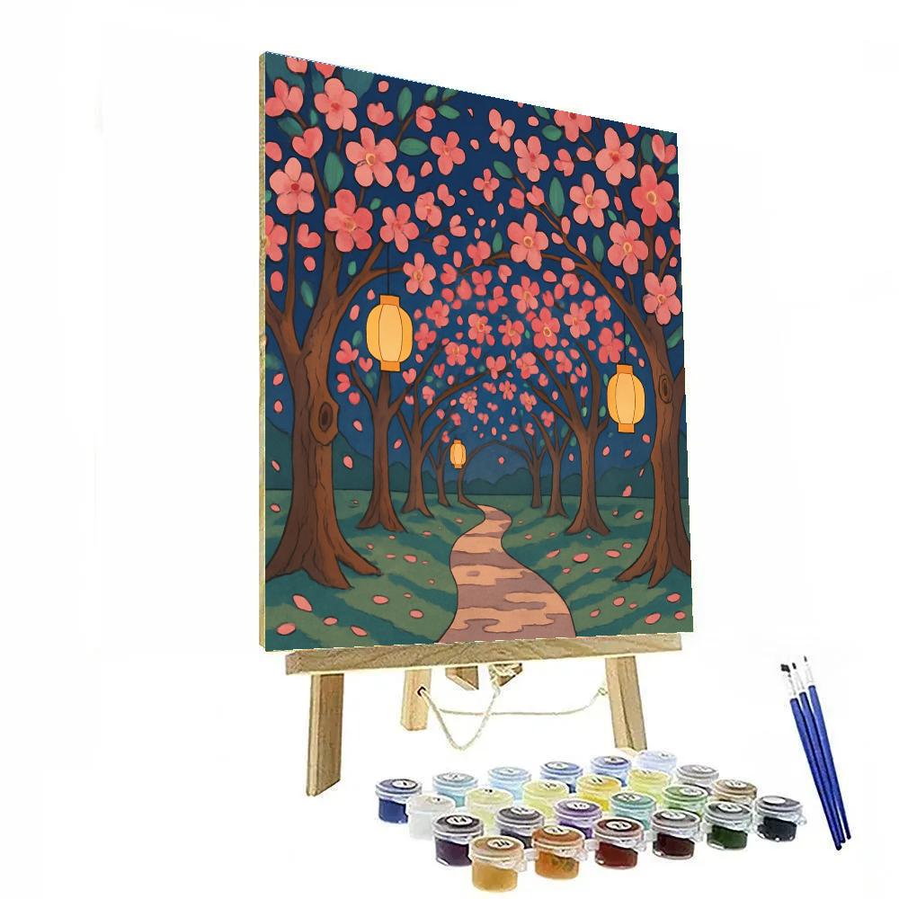 Lanternlit Orchard With Tree Arches Paint by numbers kits