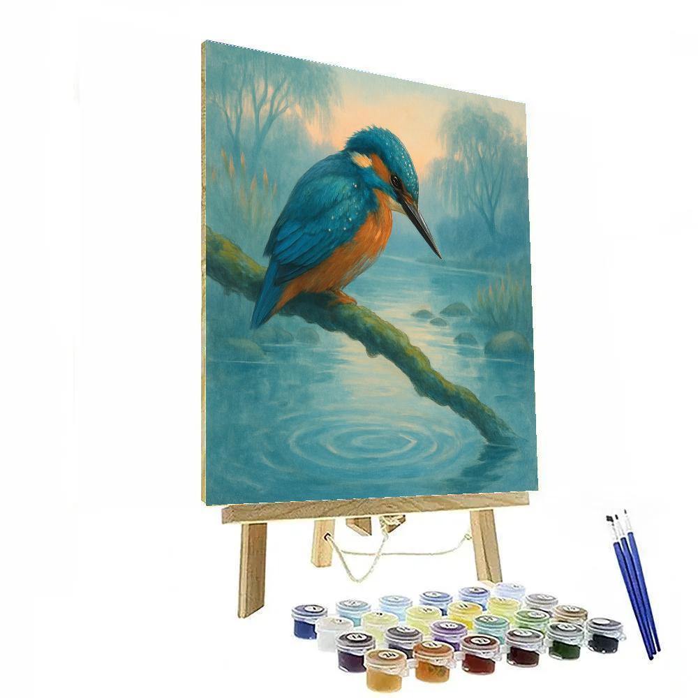 Misty River Kingfisher Pause Numbered painting kits