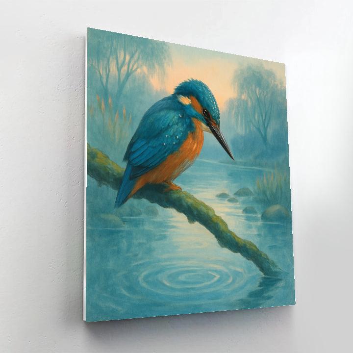 Misty River Kingfisher Pause Numbered painting kits
