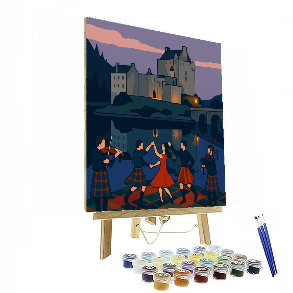 Lochside Ceilidh In Scotland Light Paint by numbers art
