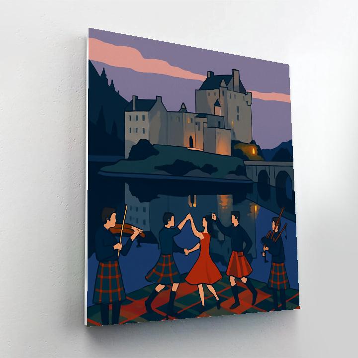Lochside Ceilidh In Scotland Light Paint by numbers art