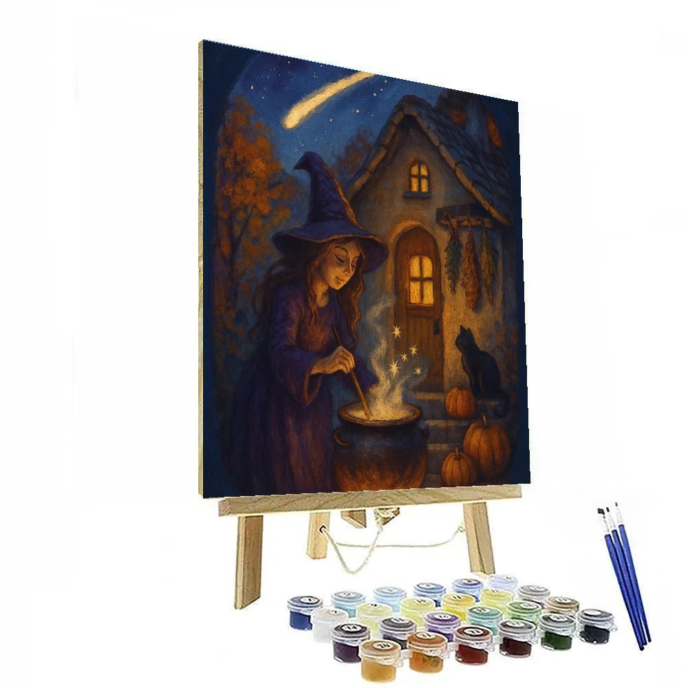 Witch Cottage Under A Falling Star Brew Paint by numbers kits