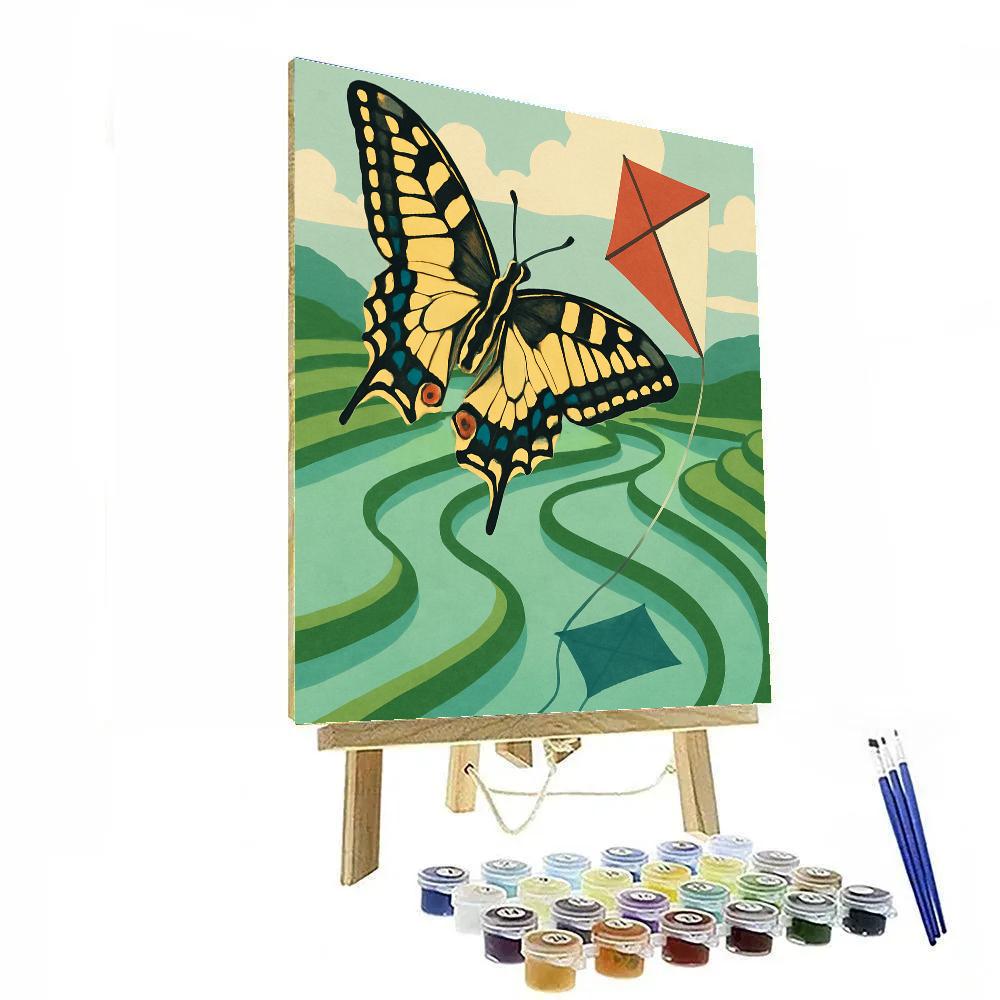 Kite Tails And Butterfly Shadows paint by number