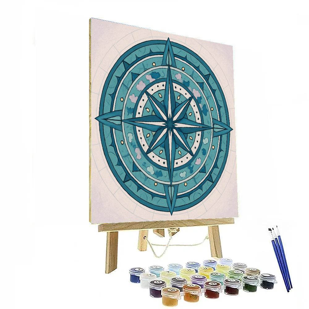 Aurora Compass Mandala Cartography Number painting