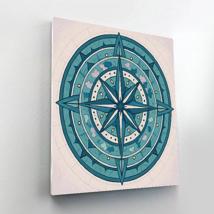 Aurora Compass Mandala Cartography Number painting