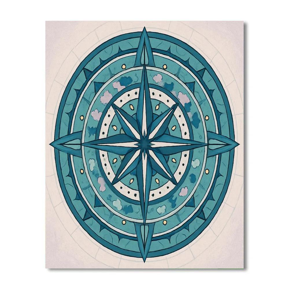 Aurora Compass Mandala Cartography Number painting