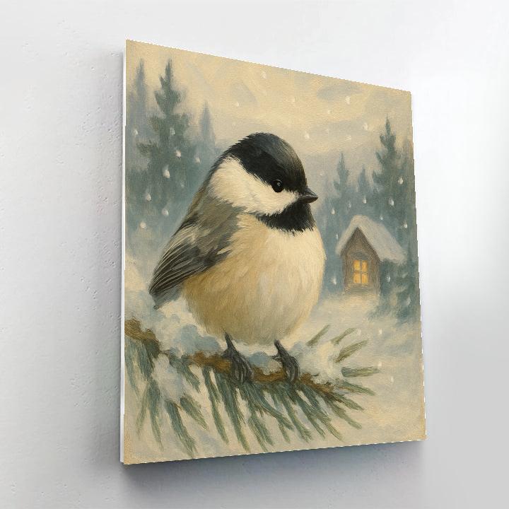 Snowy Pine Chickadee Hearth Quiet Numbered painting kits