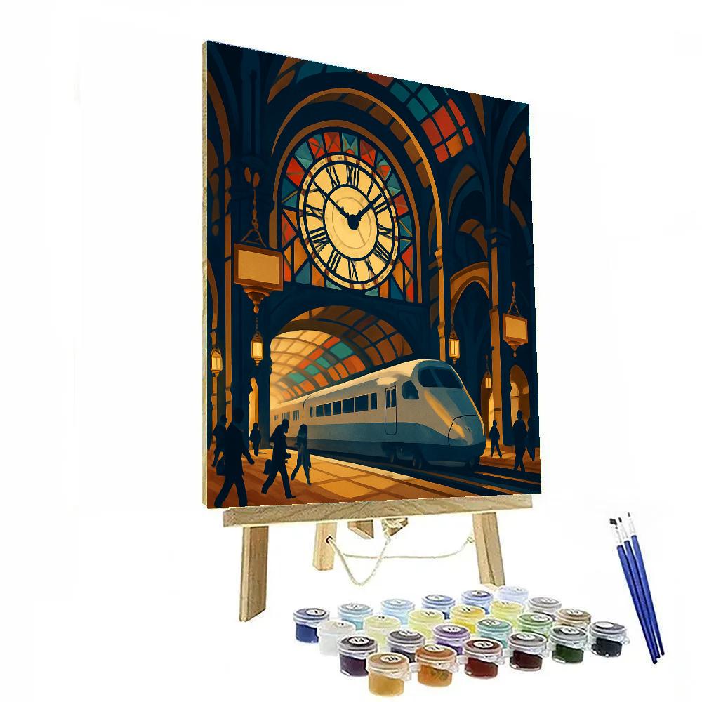 Cathedral Clockhouse With Train Arrival paint by color