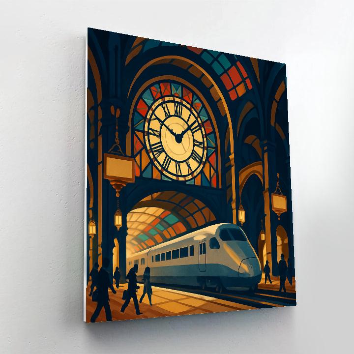 Cathedral Clockhouse With Train Arrival paint by color