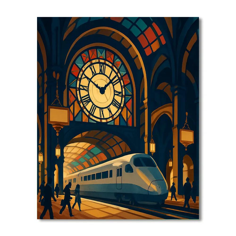 Cathedral Clockhouse With Train Arrival paint by color