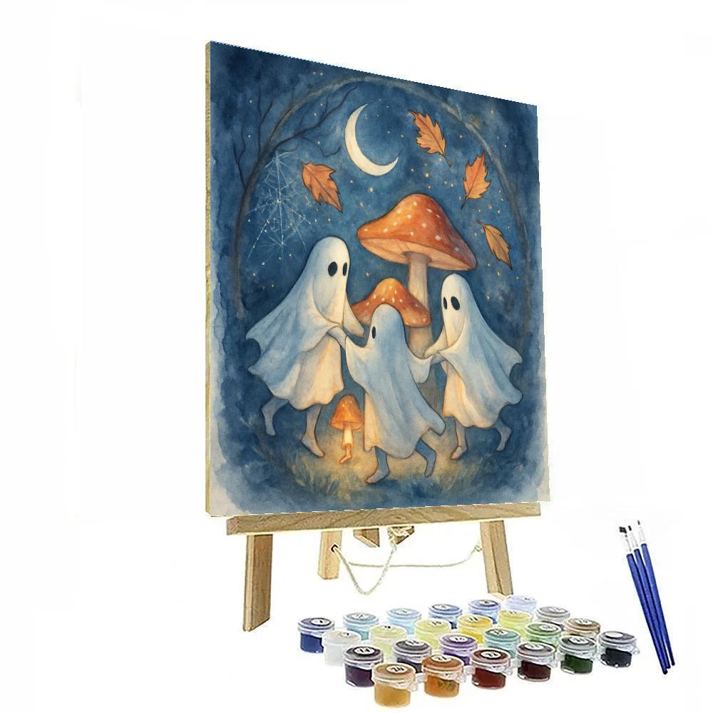 Moonlit Mushroom Garden Of Friendly Ghosts DIY paint by numbers