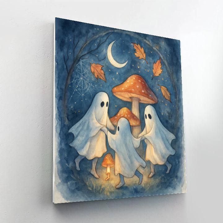 Moonlit Mushroom Garden Of Friendly Ghosts DIY paint by numbers