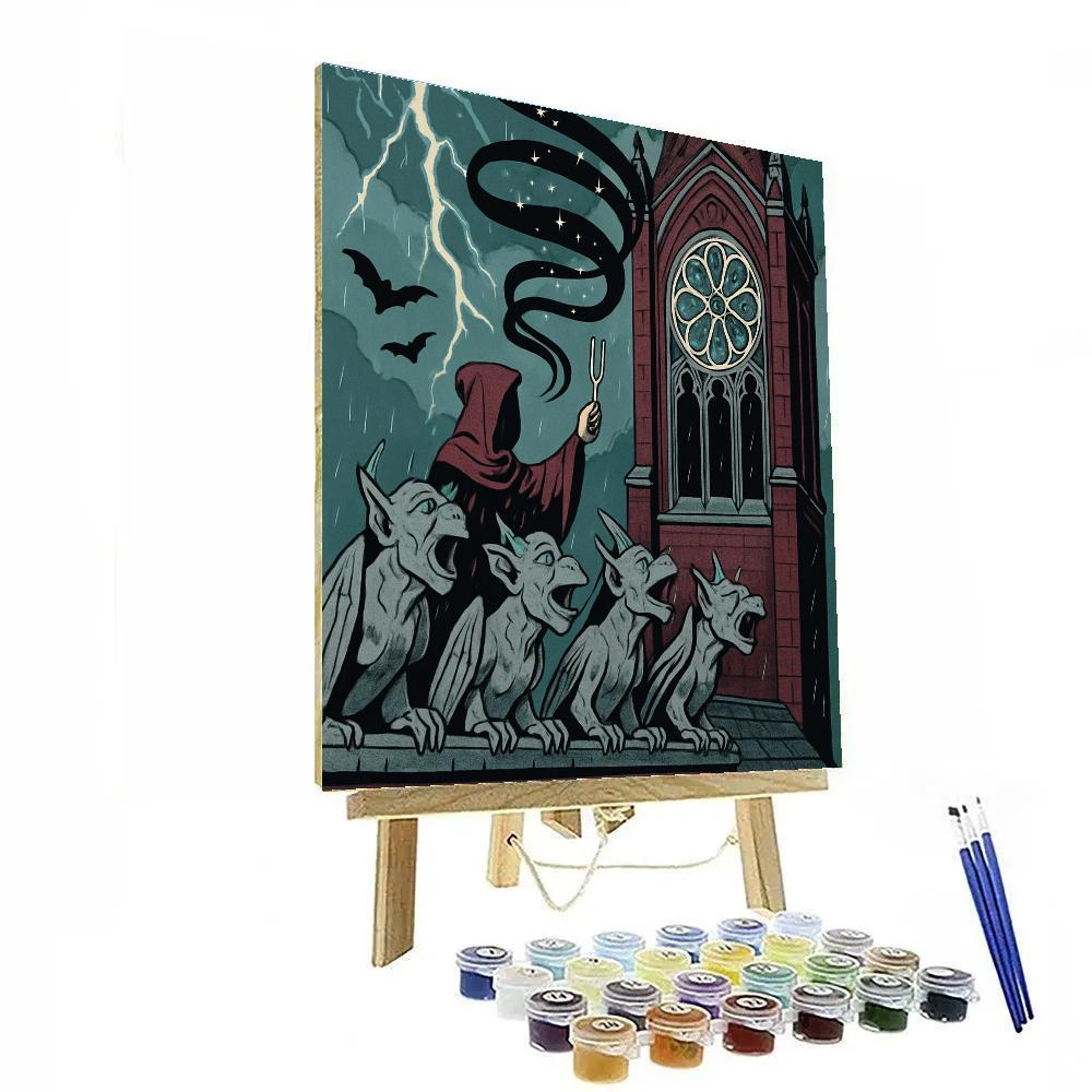 Gargoyle Choir Gothic Echoes DIY paint by numbers