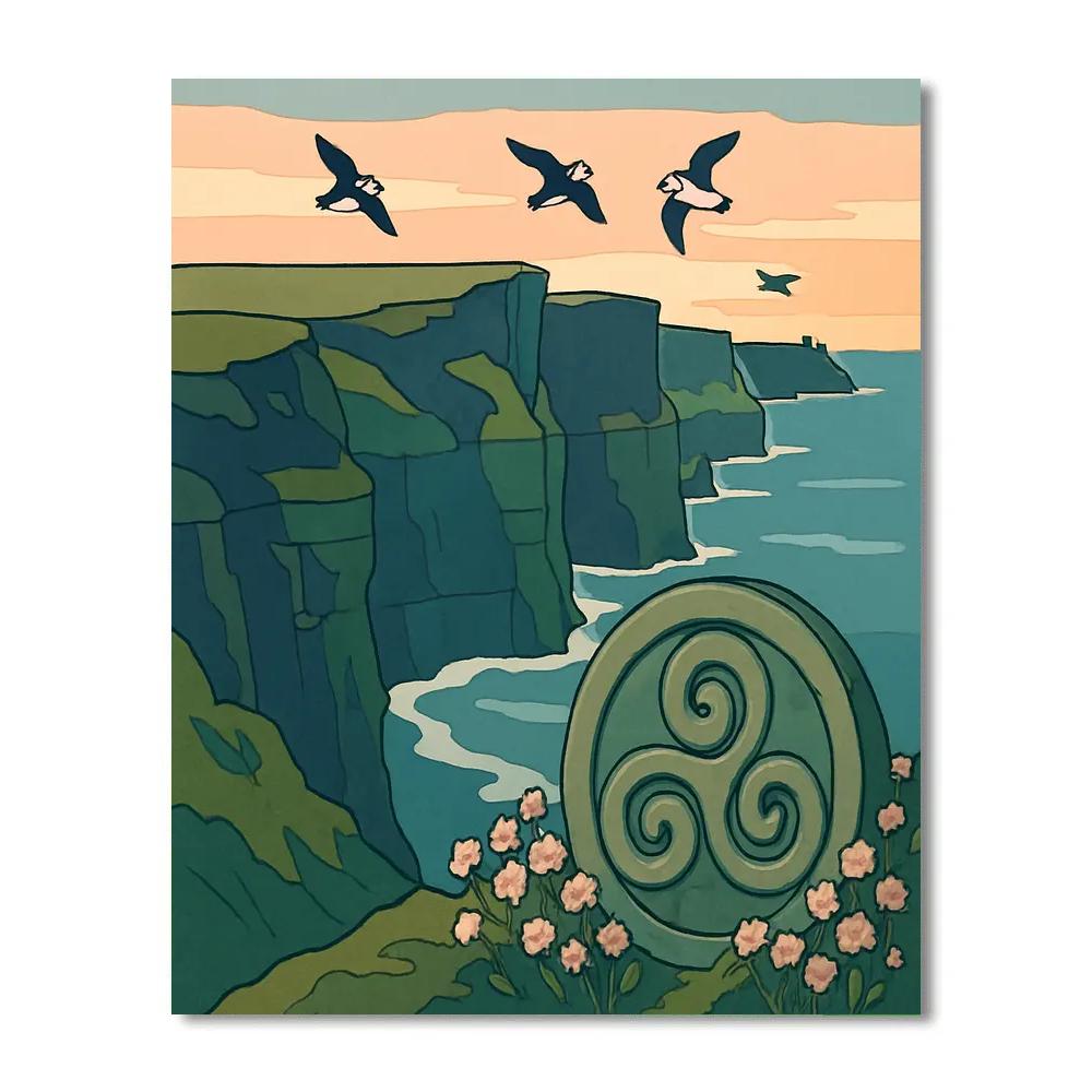 Cliffs At Dawn In Ireland painting number kit