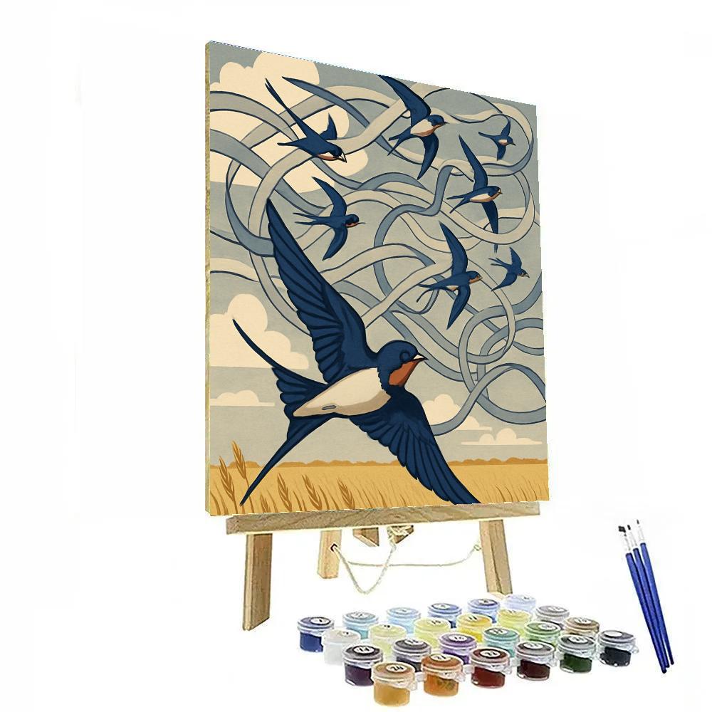 Sky Loom With Birds And Threadwind DIY paint by numbers