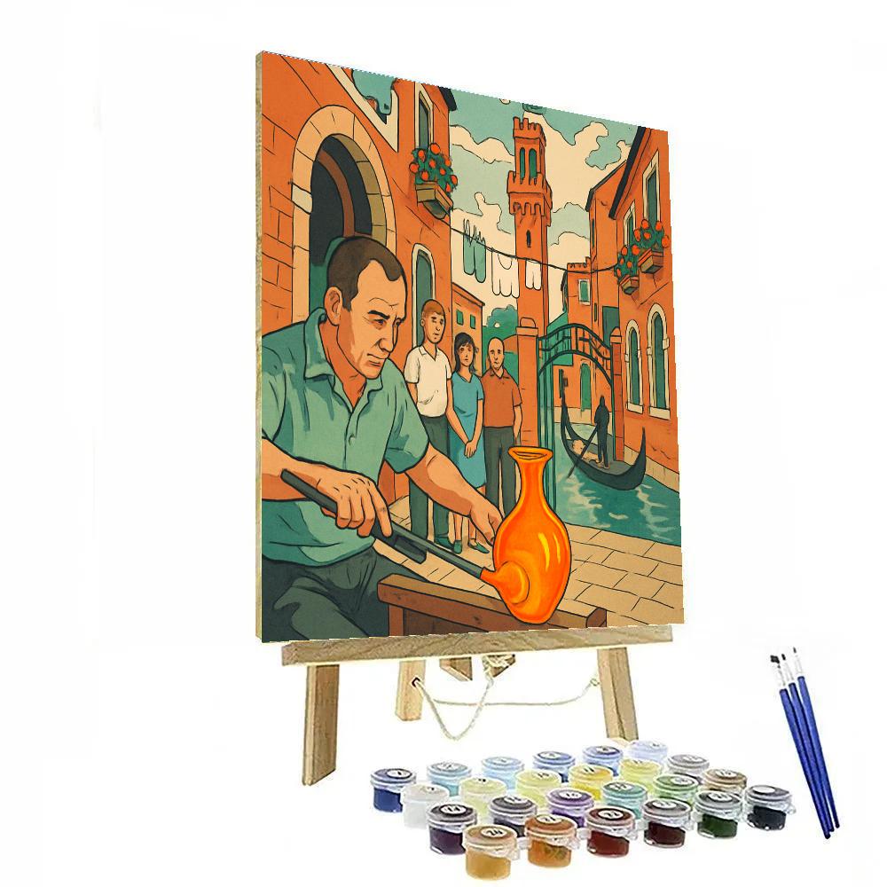 Glassblowing In Venice Courtyard Workshop paint by numbers