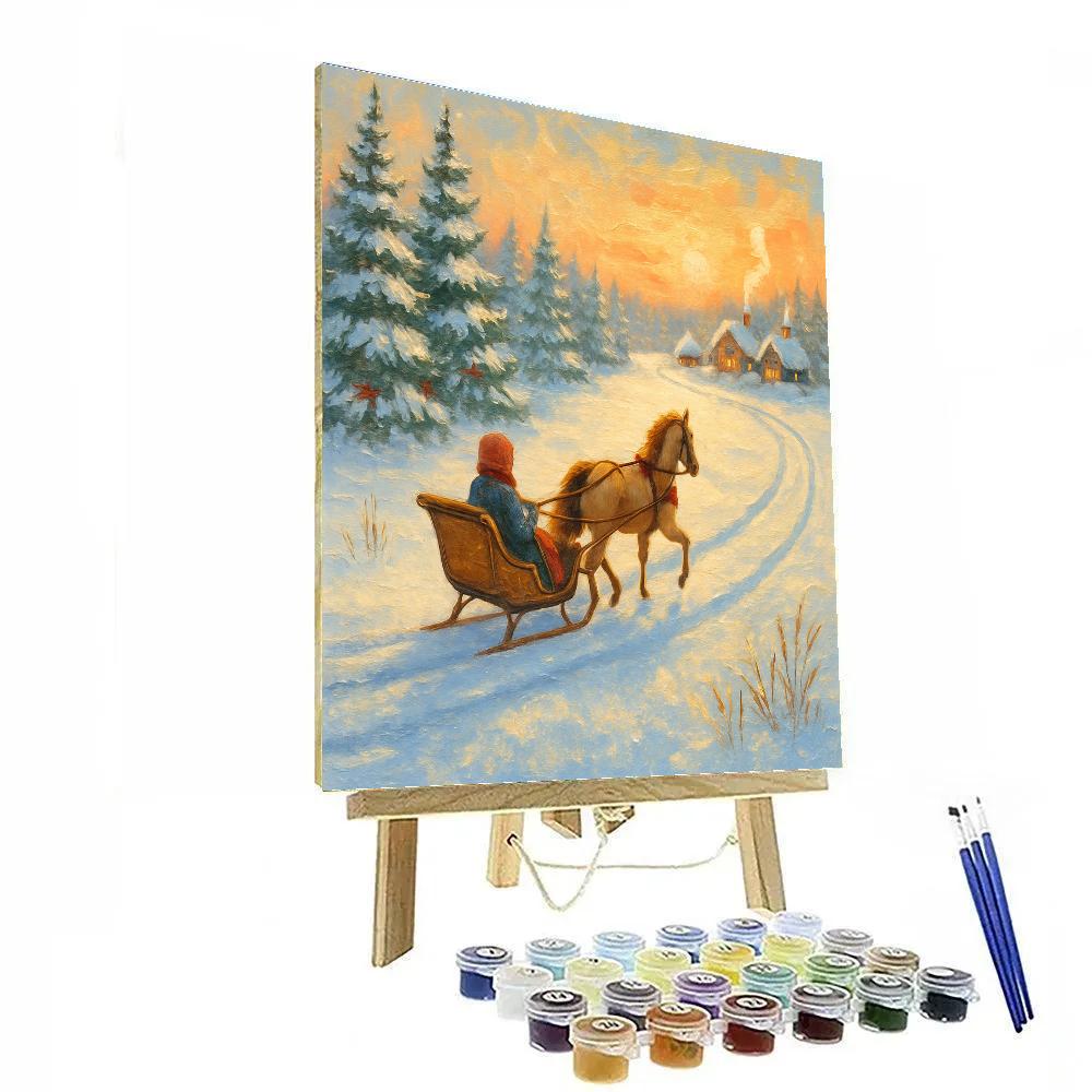 Sunrise Sleigh Tracks Across The Frozen Meadow paint by numbers