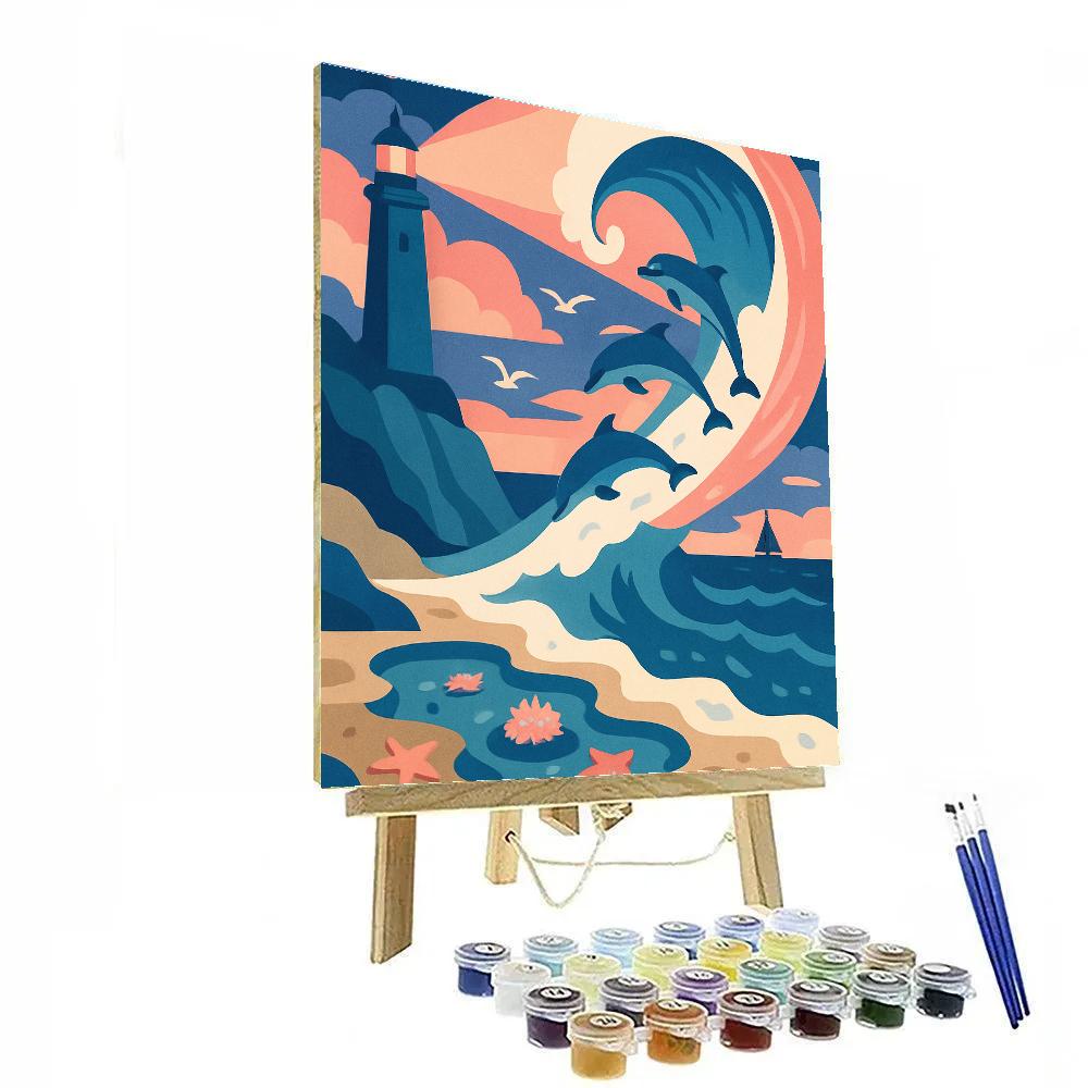 Ocean Threaded Lighthouse At Dusk Paint by numbers art