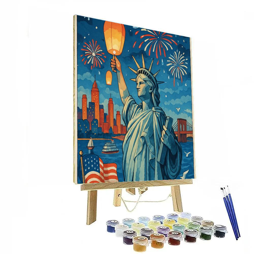 USA Skyline Liberty Lantern Festival Numbered painting kits