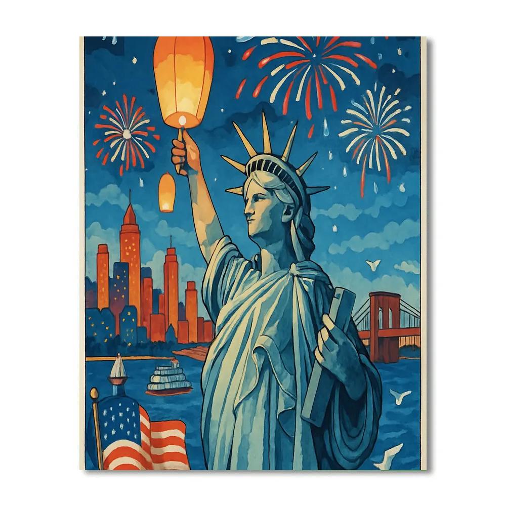 USA Skyline Liberty Lantern Festival Numbered painting kits