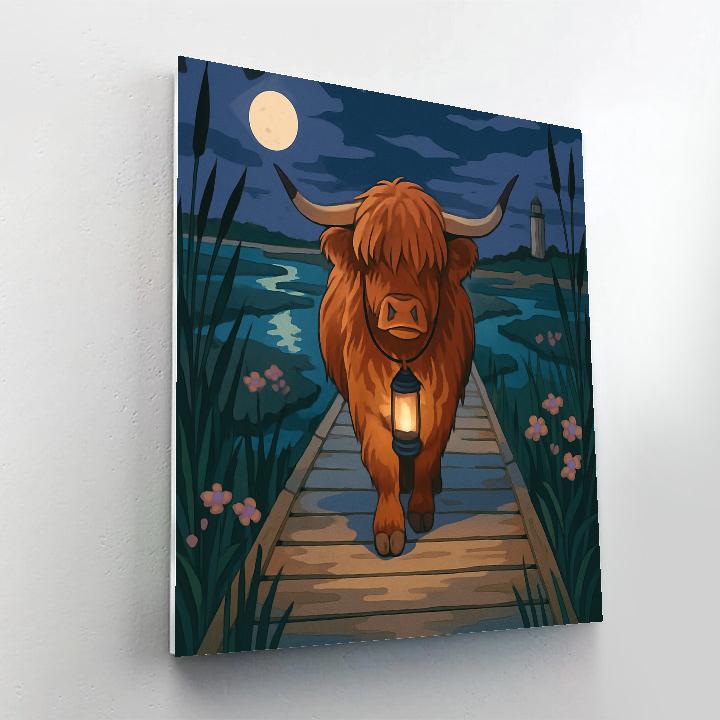 Lanternlit Salt Marsh Cow Driftwalk paint by number