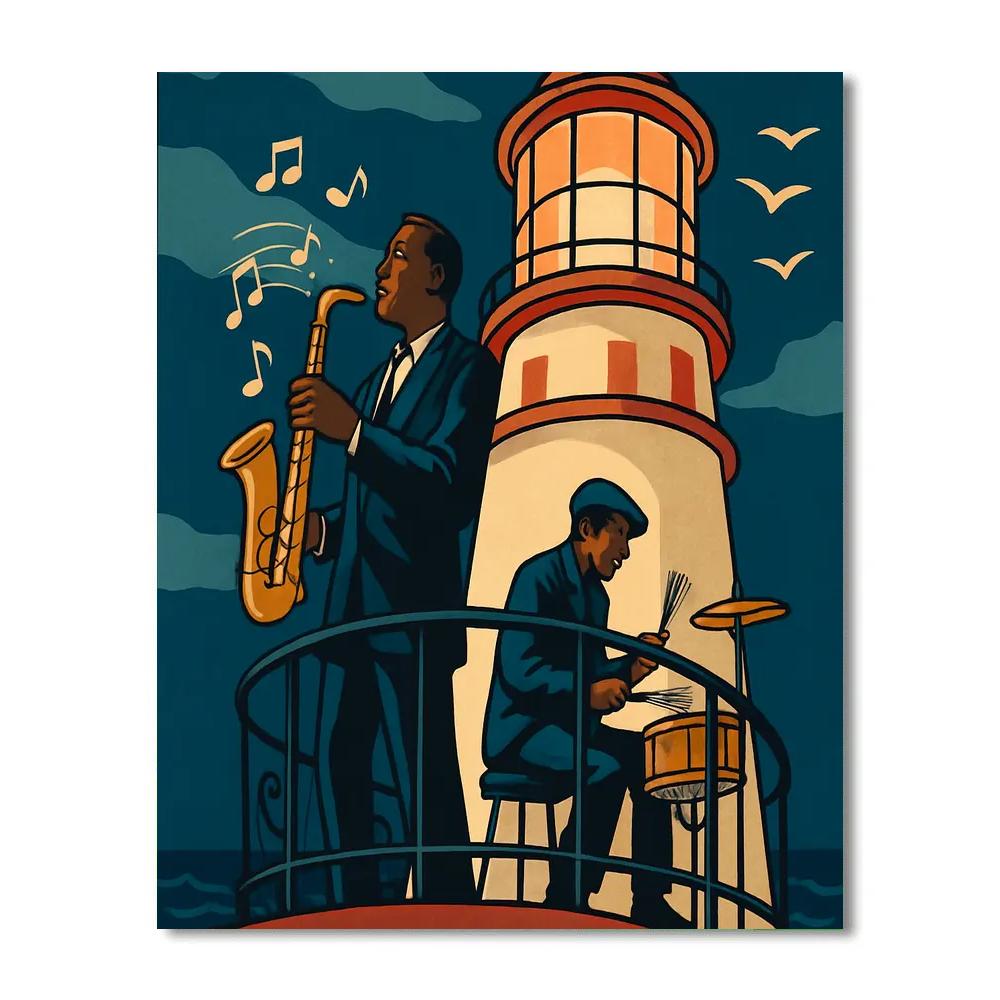 The Jazz Lighthouse Jam Session paint by numbers