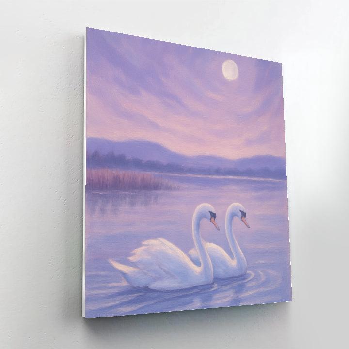Lavender Dusk Swans On Still Water paint by numbers