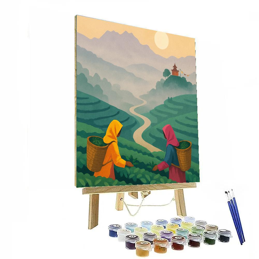 Monsoon Tea Garden India Panorama Number painting