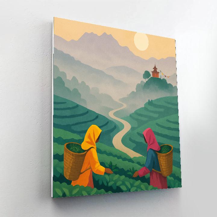 Monsoon Tea Garden India Panorama Number painting