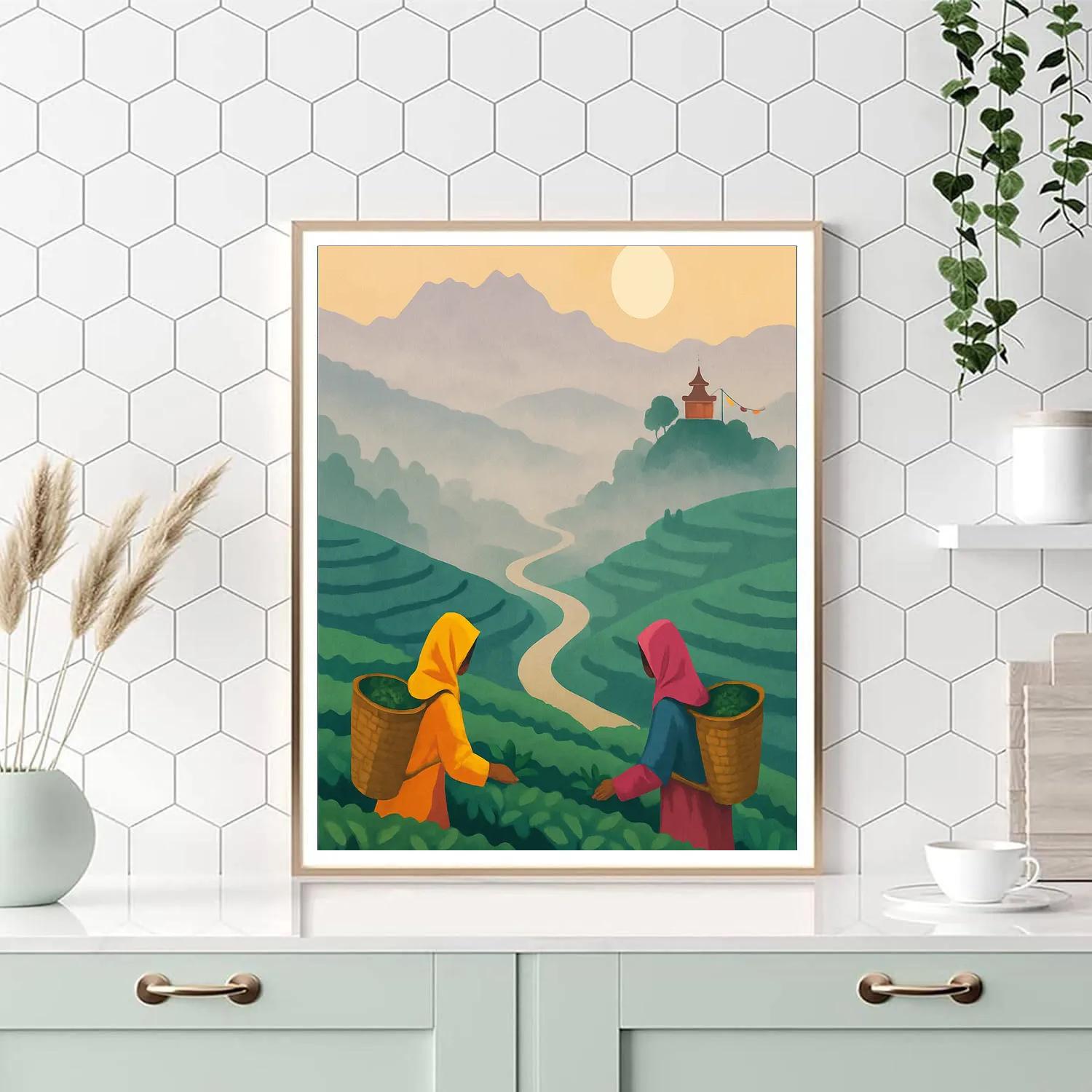 Monsoon Tea Garden India Panorama Number painting