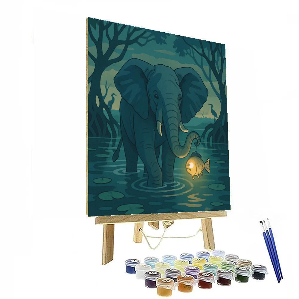 Mangrove Twilight Elephant Crossing paint by color