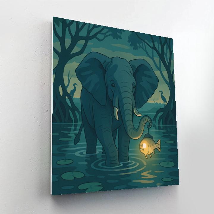 Mangrove Twilight Elephant Crossing paint by color
