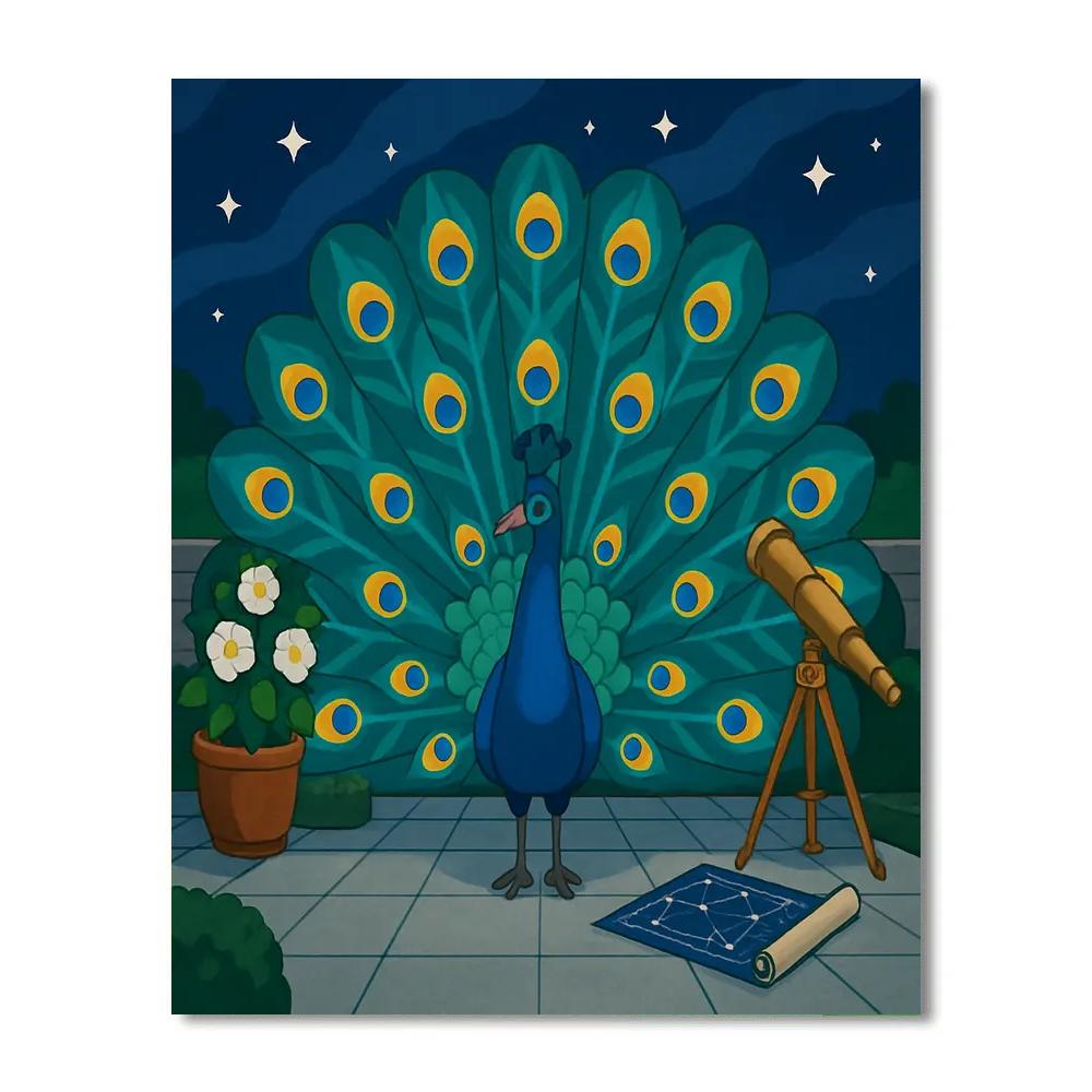 Observatory Courtyard With Peacock Display Painting by numbers kit