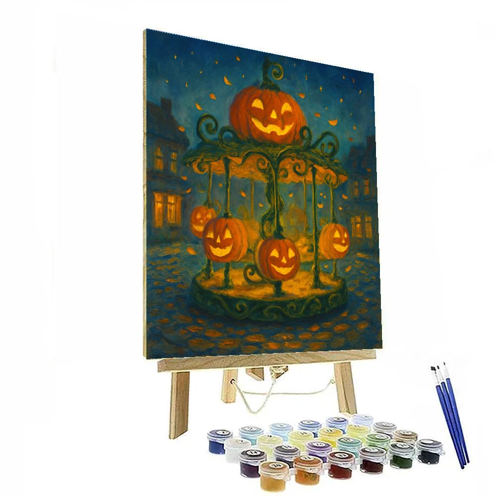 Jack O Lantern Carousel In The Autumn Square painting number kit