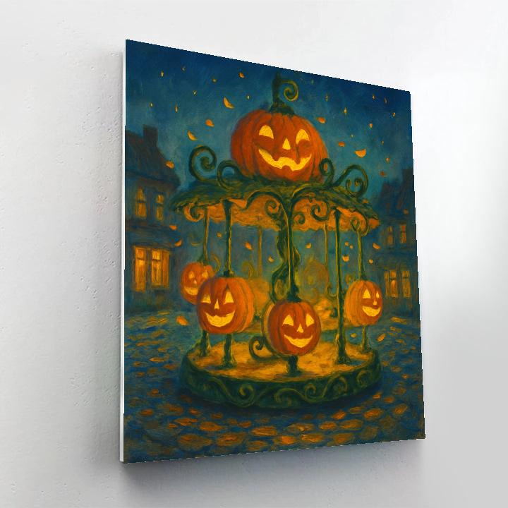 Jack O Lantern Carousel In The Autumn Square painting number kit