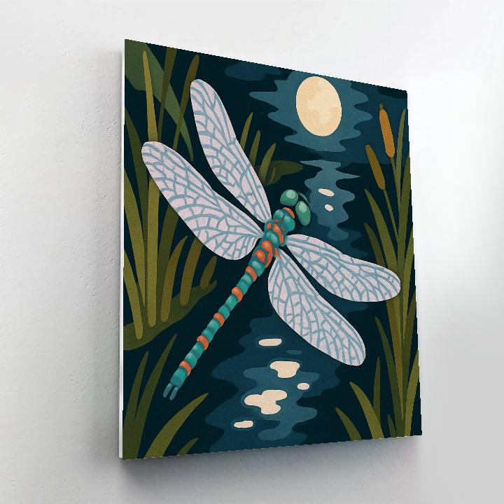 Moonlit Marsh Dragonfly Drift paint by numbers