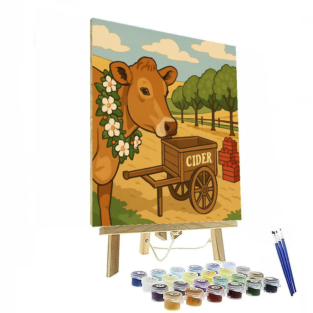Patchwork Orchard With Cow And Cider Cart Painting by numbers kit