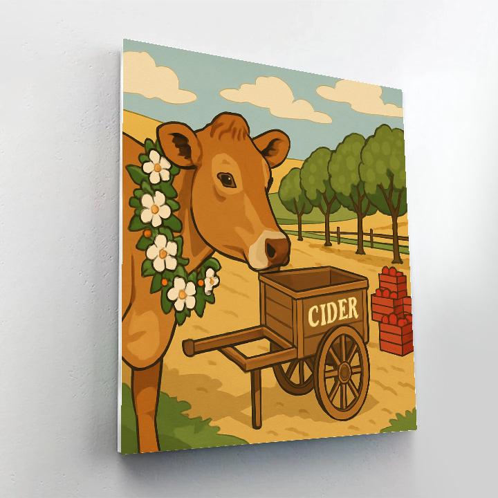 Patchwork Orchard With Cow And Cider Cart Painting by numbers kit