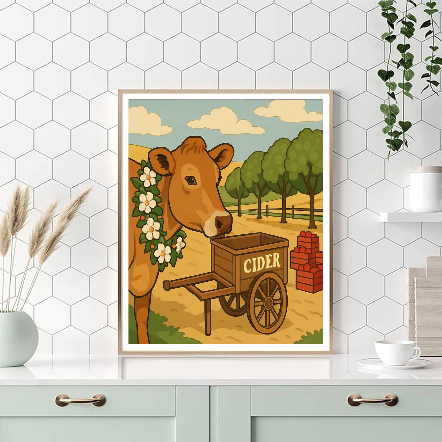 Patchwork Orchard With Cow And Cider Cart Painting by numbers kit