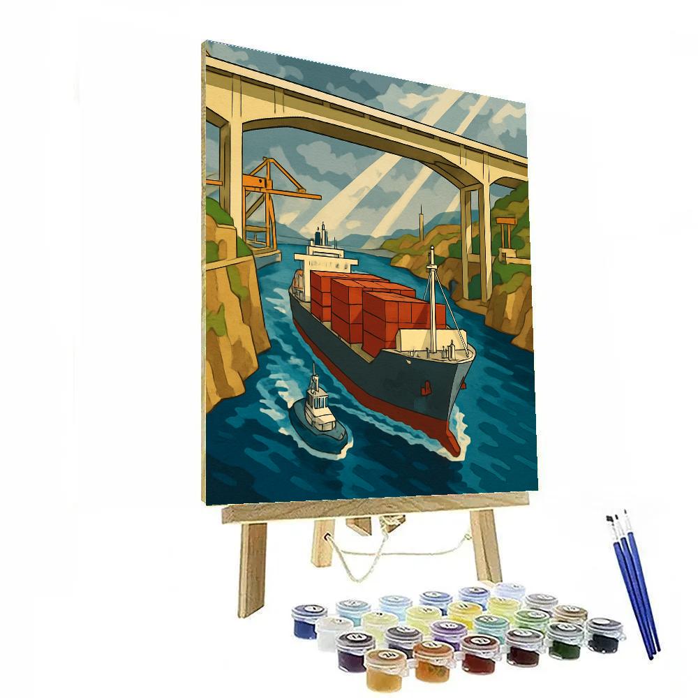 Skybridge Port With Ship In Transit paint by color