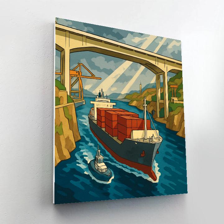 Skybridge Port With Ship In Transit paint by color