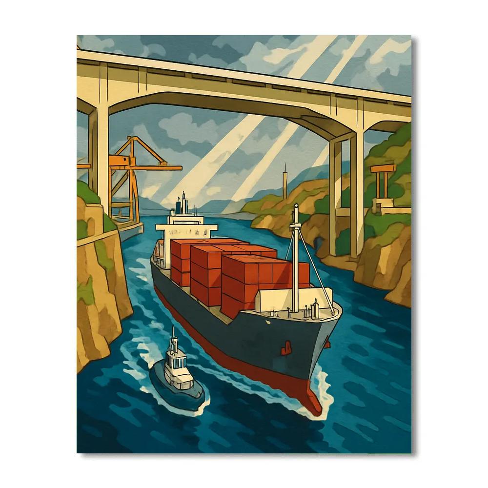 Skybridge Port With Ship In Transit paint by color