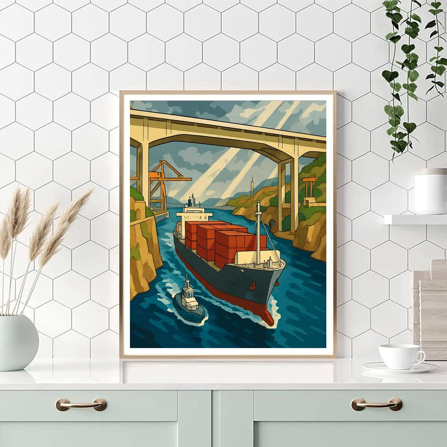 Skybridge Port With Ship In Transit paint by color