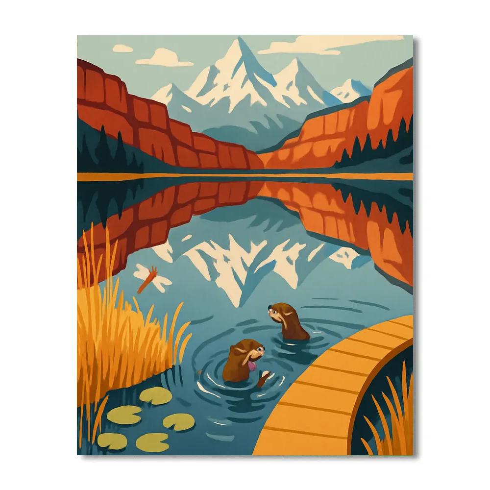 Mirror Trail With Lake Reflections paint by color